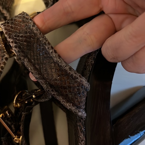 TORY BURCH SNAKESKIN CHUNKY HEELS SZ 8.5M - Picture 9 of 13